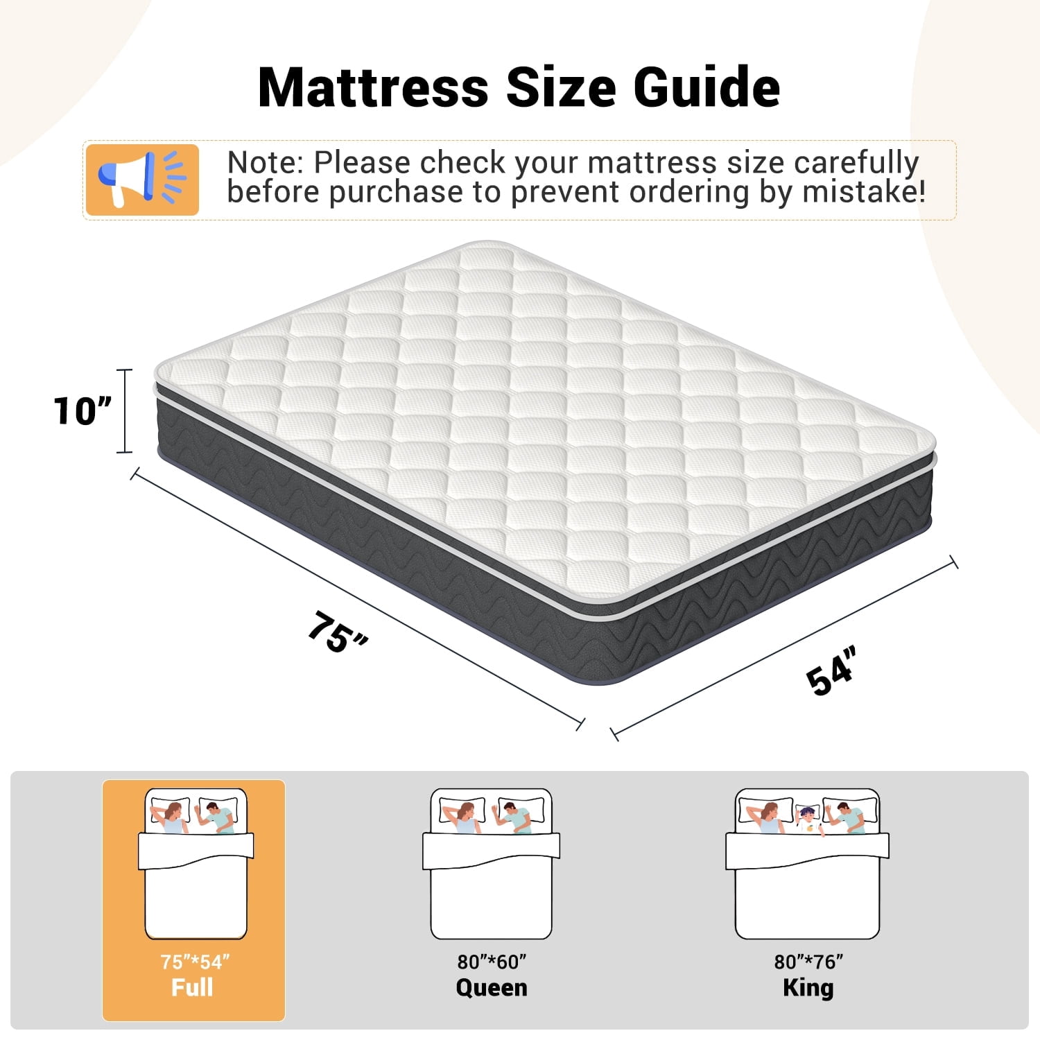 Full Size Mattress, Homasen 10 inch Tight Top Memory Foam with Pressure Relief and Motion Isolation, Medium Full Size Mattresses in a Box