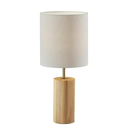 Adesso Dean Table Lamp  Natural Oak Wood with Antique Brass Accent