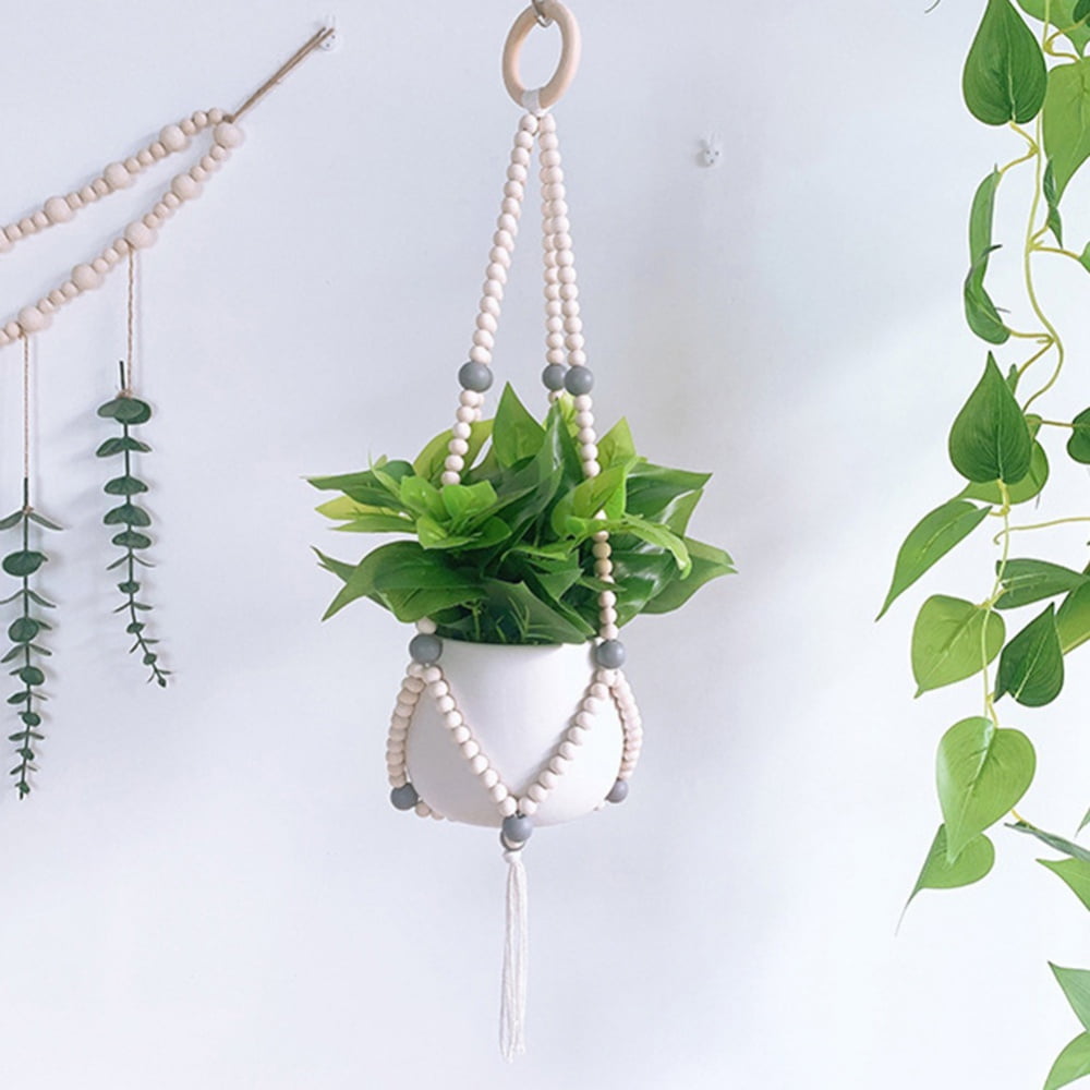 Macrame Plant Hanger Indoor Hanging Planter Basket with Wood Beads  Decorative Flower Pot Holder No Tassels for Indoor Outdoor Boho Home Decor  24.4 Inch - Walmart.com