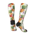 thumbnail image 4 of Fotbe Hawaiian Pineappl print Women's Men's Novelty Crew Socks Cotton Socks Knee High Socks for Walking,Running,Nurses,Pregnancy, 4 of 9