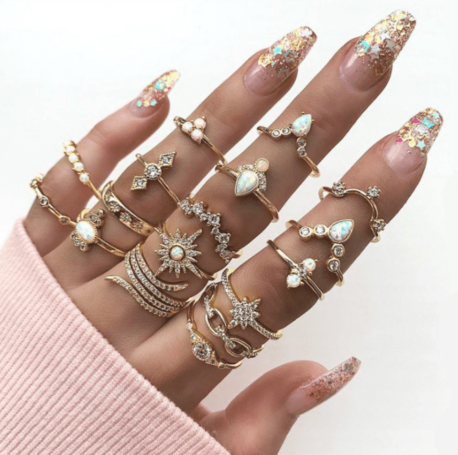 11 Pcs/Set Women Stackable Ring Knuckle Finger Ring Band Midi Rings Jewelry Gift 