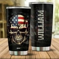 thumbnail image 2 of Personalized American Flag Skull Tumbler Gifts for Men Travel Cup Coffee Mug Insulated Stainless Steel 20oz With Lid Water Bottle Gift for Dad Him Husband Son, 2 of 7