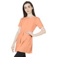 thumbnail image 4 of Moomaya Solid Half Button placket Tunic For Womens Casual Round Neck Basic Pleated Long Top, 4 of 7