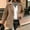 Khaki, variant on HCBY Women's Wool Blend Peacoat Notch Lapel Single Breasted Mid-Length Long Sleeve Button Front Coat with Pockets Classic Business Winter Outerwear