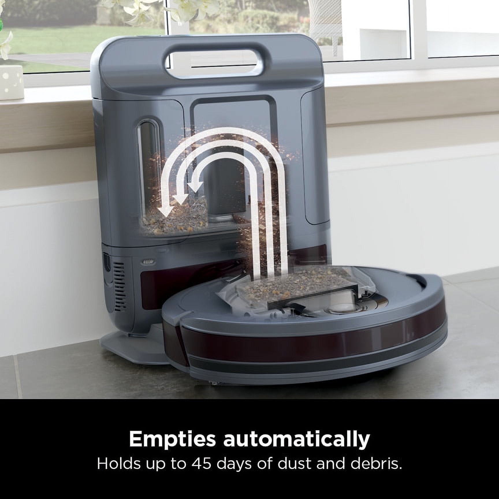 Shark EZ Wi-Fi Connected Robot Vacuum with XL Self-Empty Base, Dark Gray, RV910AE - image 3 of 9