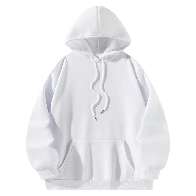Sudadera con capucha y cordón ajustable de poliéster blanco, ligera y suave. M