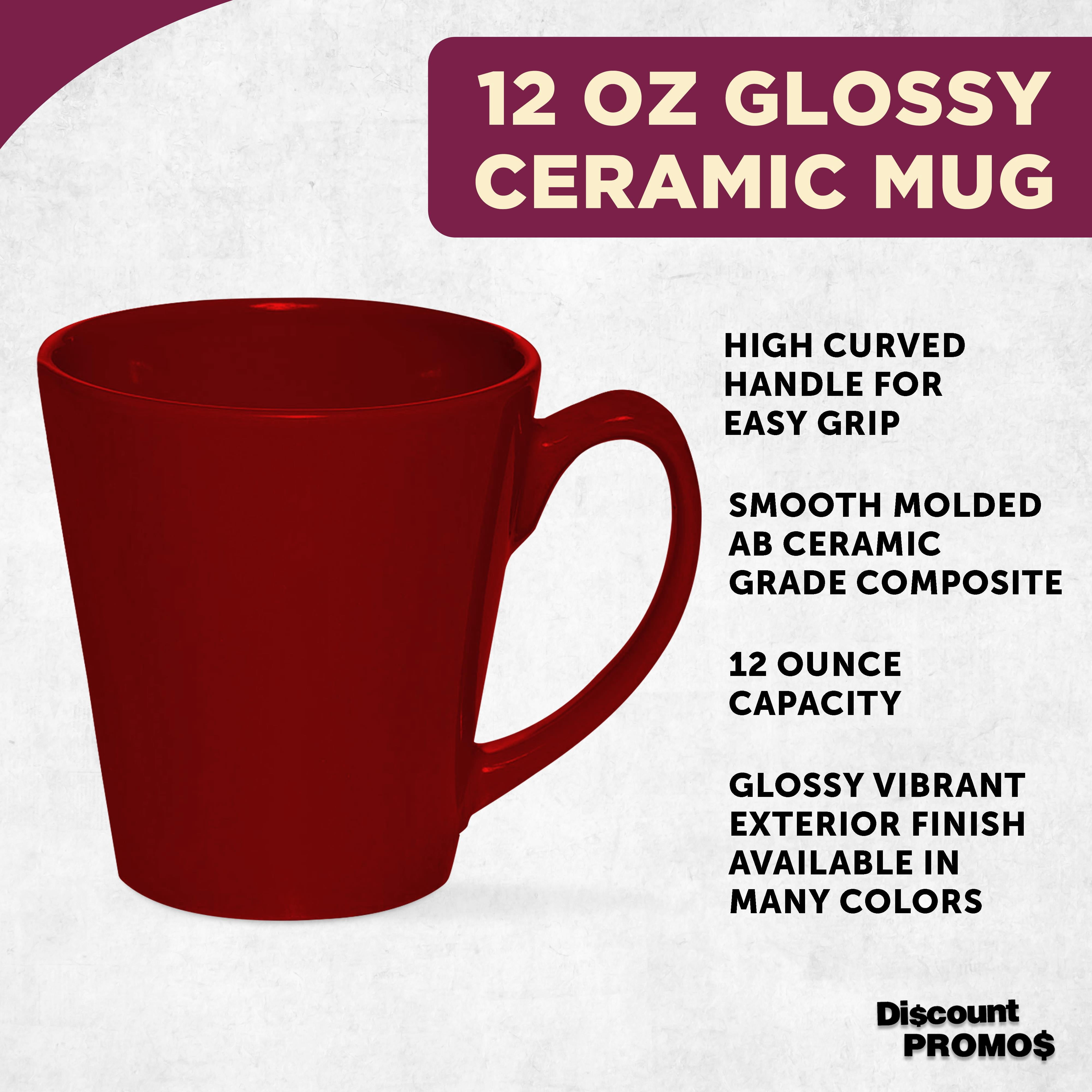 Glossy Ceramic Latte Coffee Mug 12 oz. Set of 10, Bulk Pack - Perfect for Tea, Espresso, Cappuccino, Hot Cocoa - Maroon