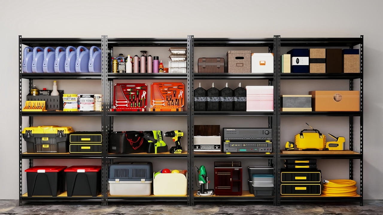 Garage Storage Shelving Unit, Heavy Duty 5-Tier Adjustable Metal Shelves, Garage Organizer Storage Rack for Basement, Pantry, 60" H x 27.5" W x 11.8" D
