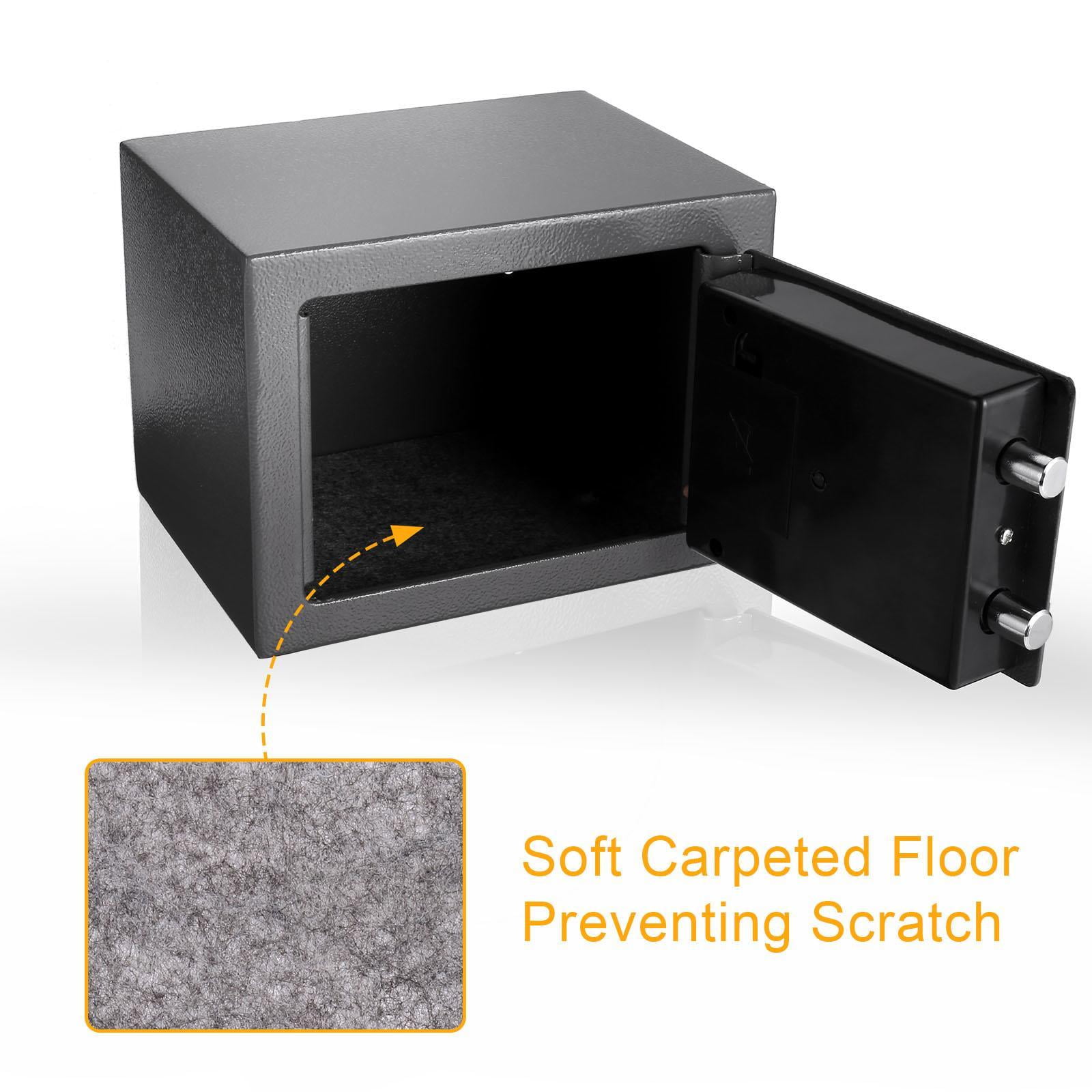 Qhomic Safe Box Safes 0.18 Cubic Feet Lock Boxes Wall-Anchoring Digital Electronic Security Metal Steel Safe Box for Cash Jewelry Passport Security, Include 4 x AA Batteries
