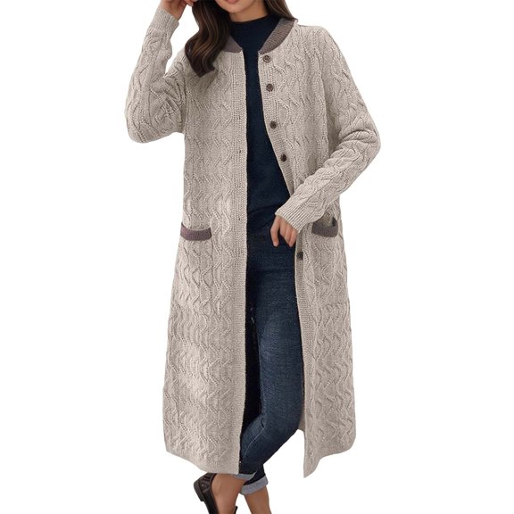 Ediodpoh Oversized Cardigans for Women Longline Knit Open Front Sweater Coat Casual Outwear for Everyday Fashion Beige