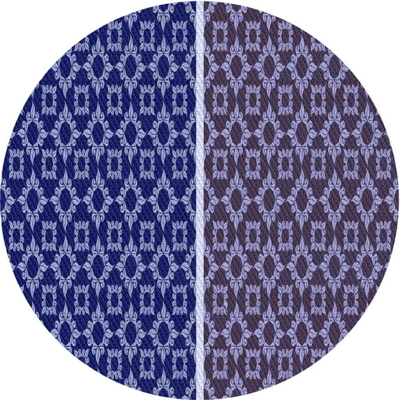 Ahgly Company Machine Washable Indoor Round Transitional Denim Dark Blue Area Rugs, 4' Round