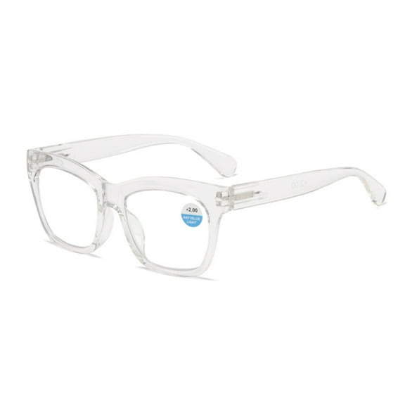 Thick Oversize Square Transparent Reading Glasses 1.00 for Women and Men, Blue Light Blocking Spring Hinge Readers 1.00