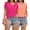 Hotpink/Pink, variant on Women's Summer Casual 2-Pack V Neck Tops Swiss Dot Puff Sleeve Blouse Black/Pink