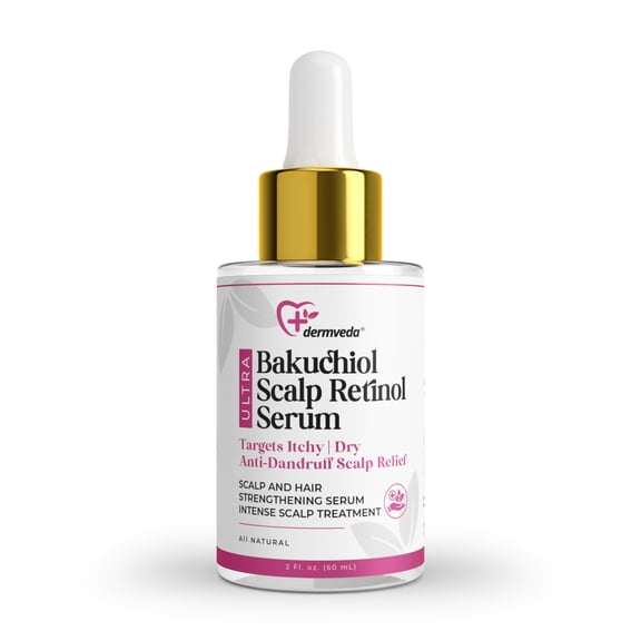 Dermveda Bakuchiol Scalp Serum – Retinol Alternative with Ashwagandha & Turmeric, 2 fl oz