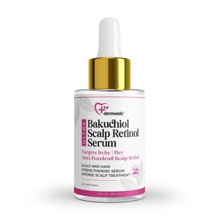 Dermveda Bakuchiol Scalp Serum – Retinol Alternative with Ashwagandha & Turmeric, 2 fl oz