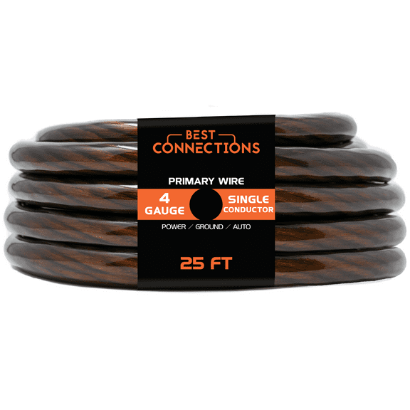 BEST CONNECTIONS 4Ga 25ft Black Translucent Power/Ground Electrical Auto Wire