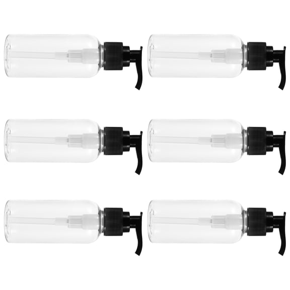 LOLIPPYY Set of 6 Refillable Clear Pump Bottles for Travel, Shampoo, Lotion, and Skincare Storage Containers
