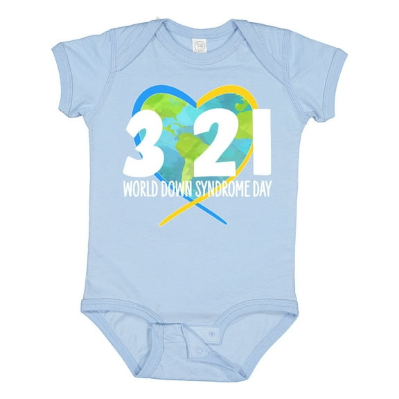 Inktastic 3 21 World Down Syndrome Day with Heart Shaped Earth Boys or Girls Baby Bodysuit
