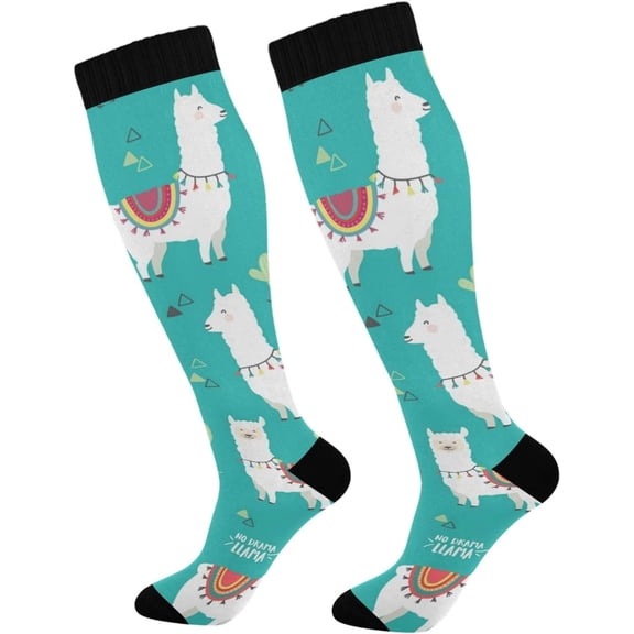 GZHJMY Alpaca Compression Socks, Women Men Long Stocking (20-30mmHg), Travel Knee High Stockings for Athletic Sports,Running,Cycling,Nursing
