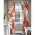 thumbnail image 4 of Red Ombre Sheer Curtains 84 Inch Length 2 Panels Set for Living Room/Bedroom, Gradient Abstract Art Vintage Kitchen Curtains with Grommet Semi-Sheer Curtains Drapes Voile Window Treatments 52"x84"x2, 4 of 7