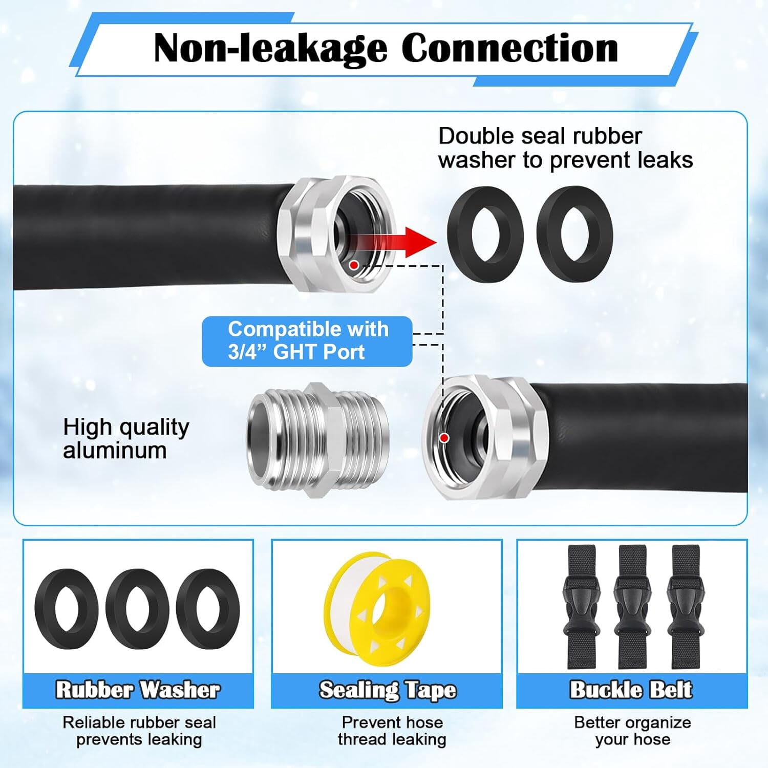 15FT Heated RV Water Hose, Temperature Down to -45°F, Energy-Saving Thermostat, 5/8" Inner Diameter, Heated Drinking Water Hose for Campers, Home, Agriculture