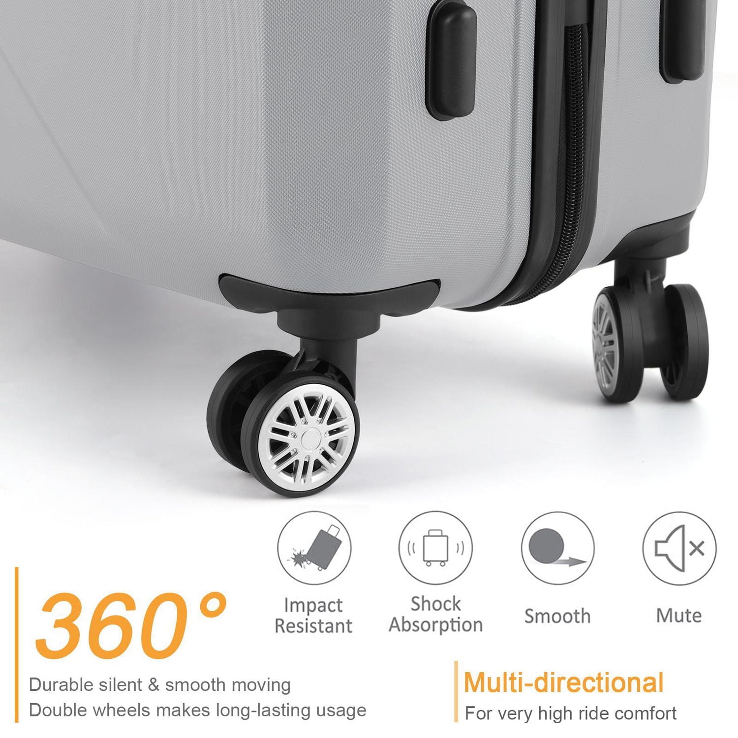 HIKOLAYAE Upright Luggage with 8-Wheel Spinner in Azure Blue, 3 Piece - TSA Compliant