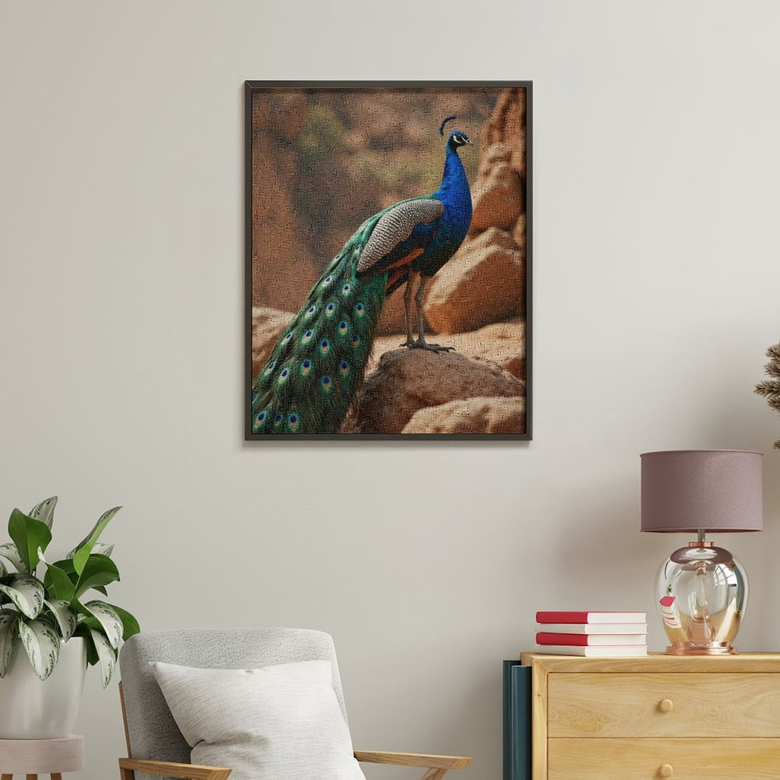 Paint By Numbers Kit for Adults Beginner - Majestic Bird Vibrant Feathers Rocks DIY Canvas Painting Kits for Adults, Frameless Paint By Number for Adults for Home Wall Decor 16x20 Inch