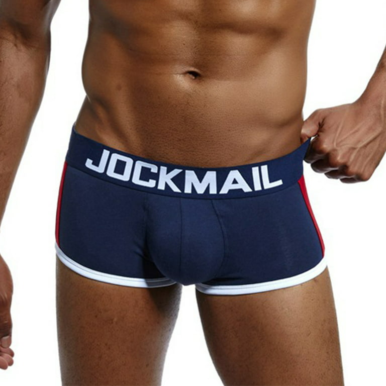 YDKZYMD Mens Underwear Pouch Trunks Support Ball Pouch Enhancing Boxer  Briefs for Men Dark Blue XL 