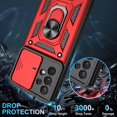 thumbnail image 4 of Samsung Galaxy A53 5G Case, Galaxy A53 5G Phone Case with HD Screen Protector, Heavy Duty Shockproof Phone Cover with Magnetic Kickstand Ring for Samsung A53 5G, Red, 4 of 13