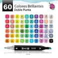 thumbnail image 2 of Kit Marcadores Doble Punta Plumones 60 Colores Estuche Tela Berry Hip EMA10BH, 2 of 4
