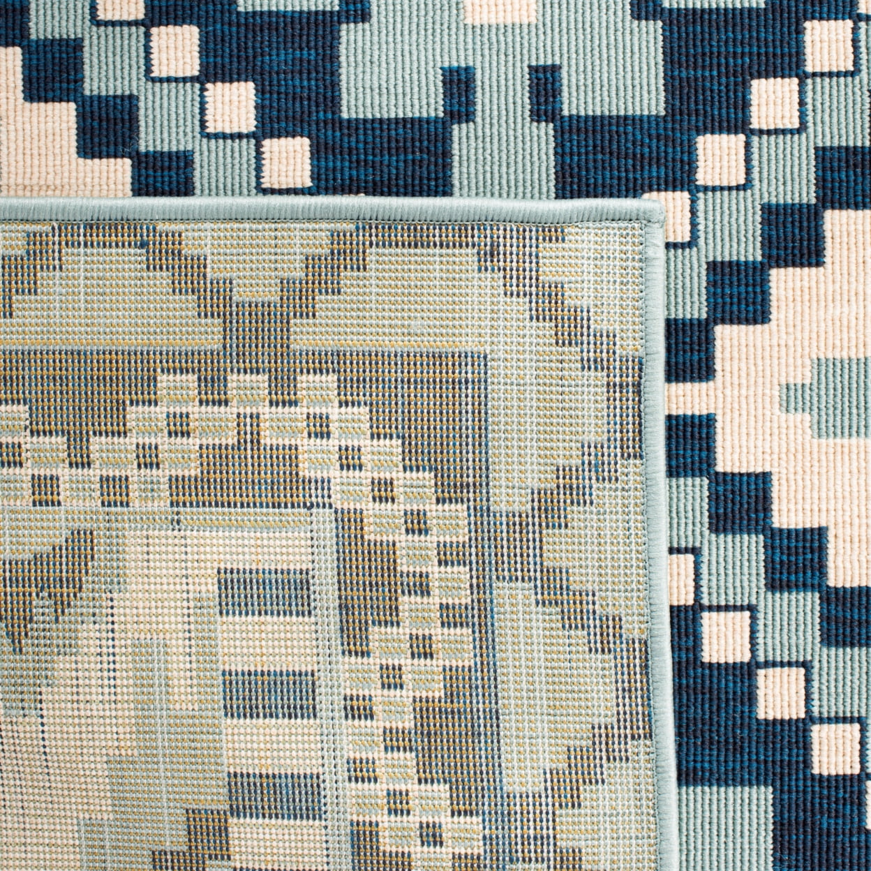 SAFAVIEH Veranda Johann Southwestern Indoor/Outdoor Area Rug, 6'7" x 6'7" Square, Turquoise/Blue