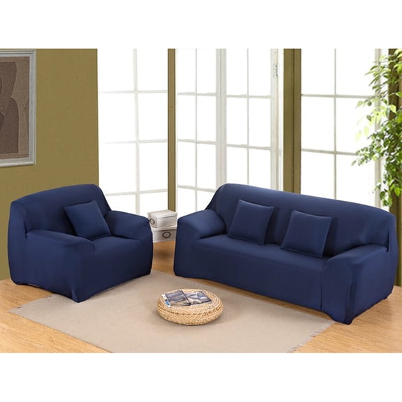 FOMIYES Navy Stretch Sofa Slipcover Set - Elastic Furniture Protector Cover for Couch, and Easy to Fit