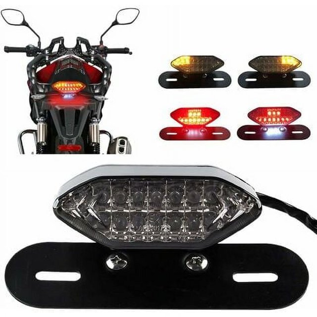 Luz trasera de motocicleta modificada Luz de freno LED integrada y luz indicadora de señal de giro 16 LED Luces de freno de motocicleta de 12 V Señal de giro Conexión de cinco cables con