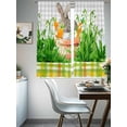 thumbnail image 4 of Easter Bunny Sheer Curtains 72 Inch Length 2 Panels Set Window Treatments, Spring Garden Floral Botanical Gray Plaid Rod Pocket Semi Curtains for Living Room/Bedroom/Kitchen Décor, 104"W x 72"L, 4 of 7