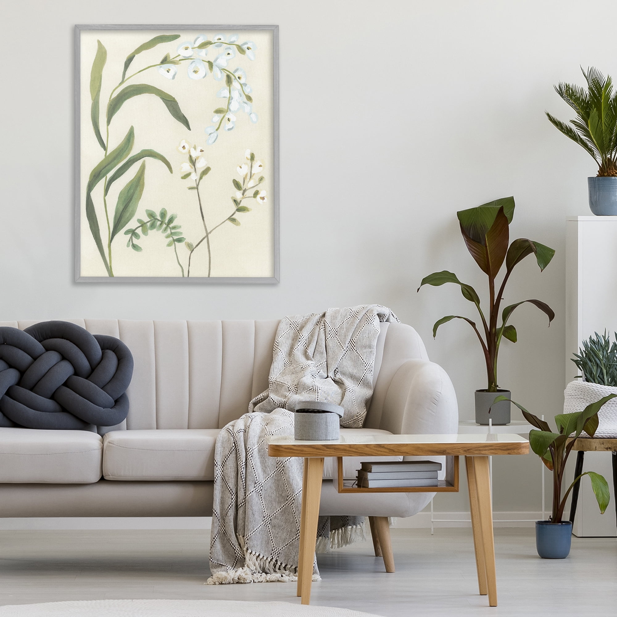 Stupell Industries Soft Snowdrop Stems Gray Framed Giclee Art, design by June Erica Vess