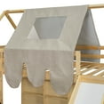 thumbnail image 3 of Twin Size Playhouse Design Loft Bed Frame with Storage Shelves and Tent, House-shaped Wooden Beds Frame with Removable Car-shaped Staircase and Slide, for Bedroom, Mattress Not Included,Natural+Beige, 3 of 10