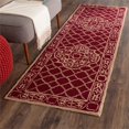 thumbnail image 4 of Safavieh DuraRug 2'6" X 10' Hand Hooked Rug in Maroon and Gold, 4 of 8