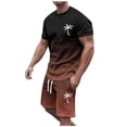 thumbnail image 2 of Mens Beach Vacation Outfit Set Coconut Tree Print Gradient Color T Shirt and Shorts 2 Piece Matching Set Short Sets for Men, 2 of 6