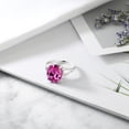 thumbnail image 5 of Gem Stone King 925 Sterling Silver Pink Created Sapphire Ring for Women (7.50 Cttw, Gemstone September Birthstone, Oval 12X10MM, Available in Size 5,6,7,8,9), 5 of 7