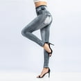 thumbnail image 4 of Faux Jeans Leggings for Women Slim Butt Fit Leggings High Waist Tummy Control Yoga Pants Casual Running Jogger Pants, 4 of 5