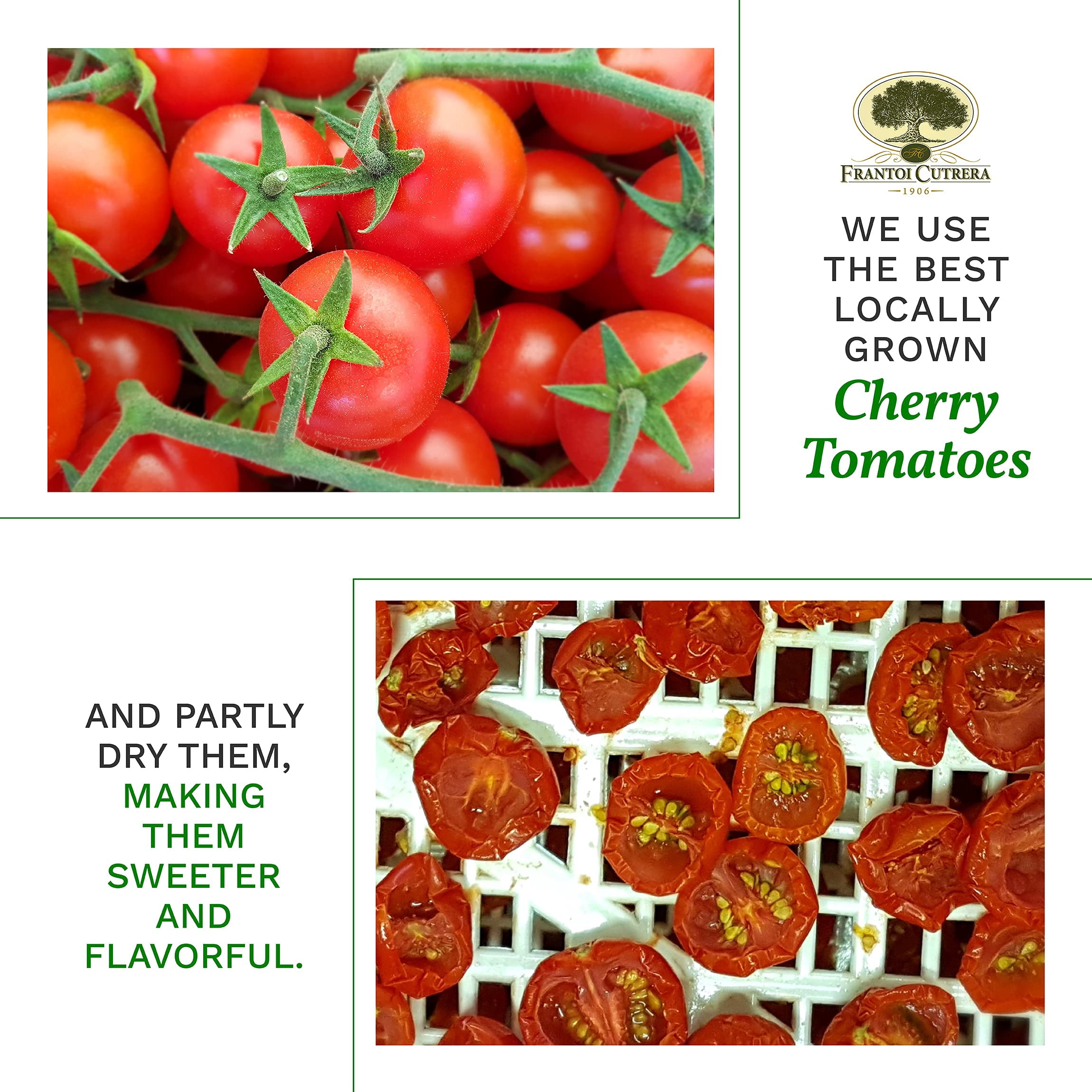 Frantoi Cutrera - Pomodorino Semi Secco - Semi-Dried Cherry Tomatoes in Extra Virgin Olive Oil, Product of Italy, 6.7oz (4 Pack)
