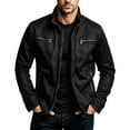 thumbnail image 2 of Rexolia Men’s Jacket Slim Fit Washed Fabric Multi Pocket Workwear Stand Collar Zip Black 3XL, 2 of 5