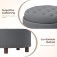 thumbnail image 6 of Darkgrey Round Ottoman with Storage and Reversible Tray, Upholstered Wood Footrest Coffee Table for Living Room, Bedroom, Entryway-25 Inch, 6 of 10