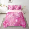 thumbnail image 2 of Manfei Kawaii Ribbon Bow Twin Bedding Sets 7-Piece for Girls Female,Bling Pink Glitter Bedding Comforter Set Microfiber,Dreamy Princess Breathable Sheet Sets,Super Cozy Room Decor,Reversible, 2 of 8