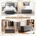 thumbnail image 6 of Storage Ottoman,Bedroom Benches for Foot of Bed,with Safety Close Hinge and Solid Wood Legs,47.5", Living Room, Entryway, Hallway (Linen, Dark Grey), 6 of 7