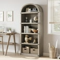 thumbnail image 3 of IDEALHOUSE Bookcases 5 Tier, Gray, Arched Farmhouse Bookshelf, Modern Display Wood Storage Rack for Living Room, Office, Bedroom, 3 of 8