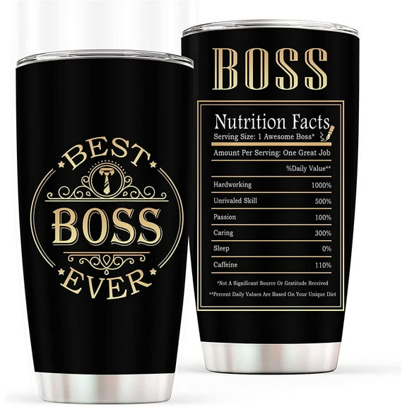 Boss Day Gifts, Best Boss Ever Tumbler, Boss Nutrition Facts 20oz Tumbler, Farewell Moving Appreciation Retirement Birthday Gifts for Boss, Leader, Boss Lady