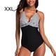 thumbnail image 4 of Toystoory Traje de baño a rayas para mujer, 1 pieza, cuello en V, correa ajustable para el hombro, trajes de baño, ropa de playa sin espalda, Traje de baño XXL, 4 of 6