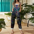 thumbnail image 4 of Fgvctg Mardi Gras Women's Overalls Wide Leg Pant Vintage Overall Mask Graphic Sleeveless Carnival Party Spaghetti Straps Jumpsuits Rompers Bib Overalls Loose Sprimg Pants With Pockets Dark Gray M, 4 of 4