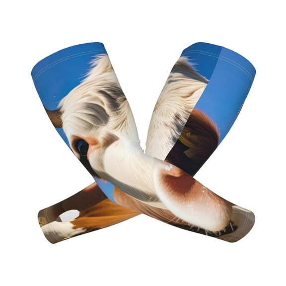 Goofa Blue Sky Meadow Cute Cow Pattern UV Sun Protection Arm Sleeves, UPF 50 Sports Cooling Arm Compression Sleeves for Men Women Teenager